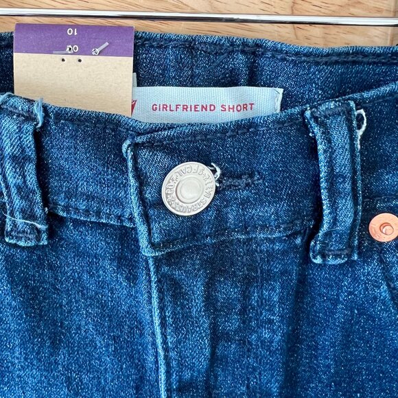 NWT Levi's Girls' Kids Girlfriend Dark Blue Cuffed Stretch Midrise Shortie Sz 10 - Picture 5 of 5